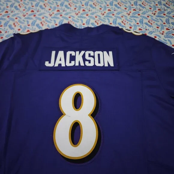 Nike On Field Baltimore Ravens Lamar Jackson Purple Jersey No. 8